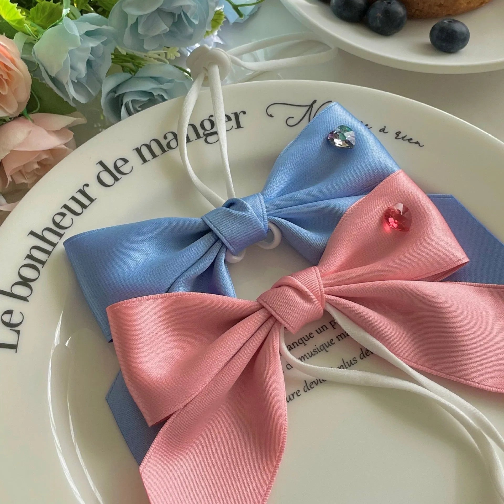 Princess style adjustable dog hair band with bow tension and jacquard polyester cotton ribbon