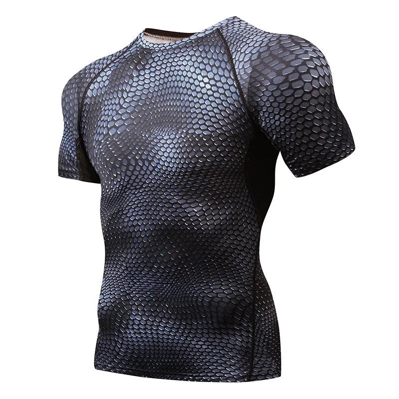 Men's sports running short sleeve compression top in Lycra spandex, slim fit, available in multiple colours
