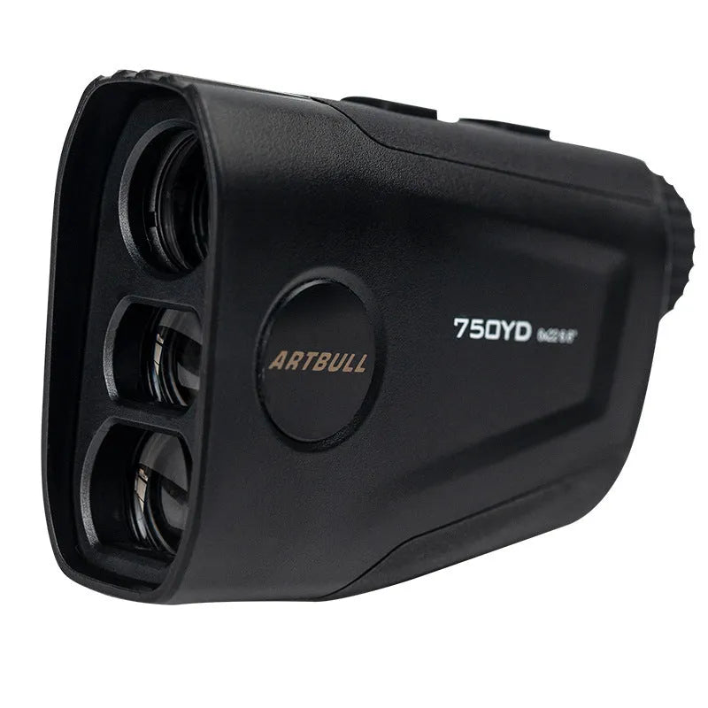 Telescope rechargeable golf laser rangefinder with LCD display showing distance measurement