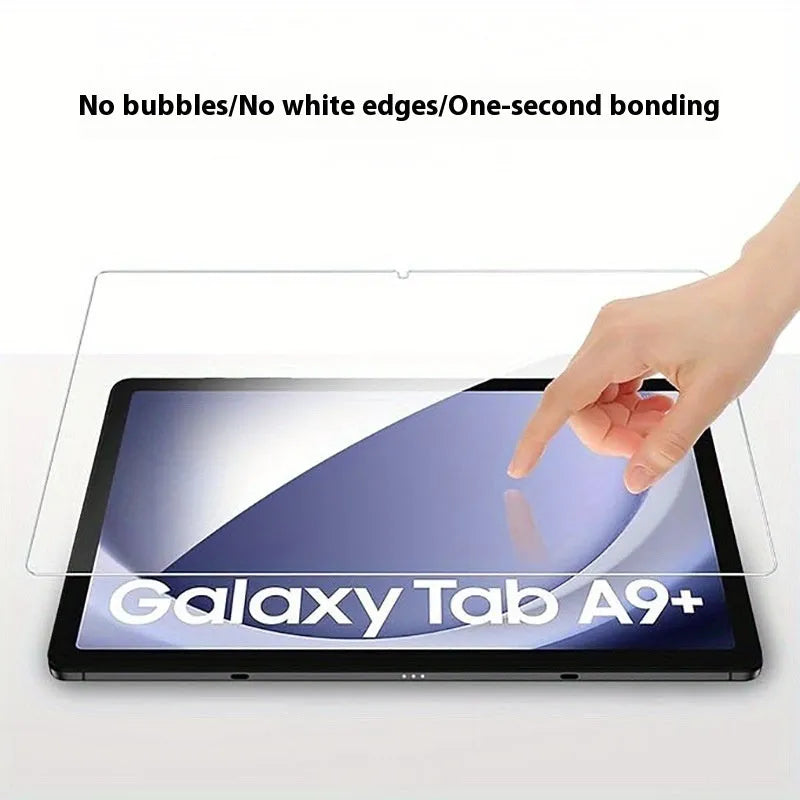 Samsung Galaxy Tab tempered glass screen protector in straight edge and arc edge designs.