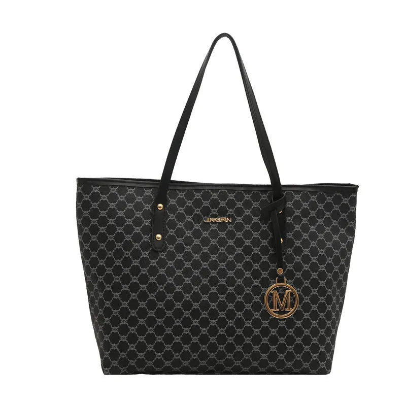 Women's structured PU leather shoulder bag with street trend sewing details shown in neutral colour options