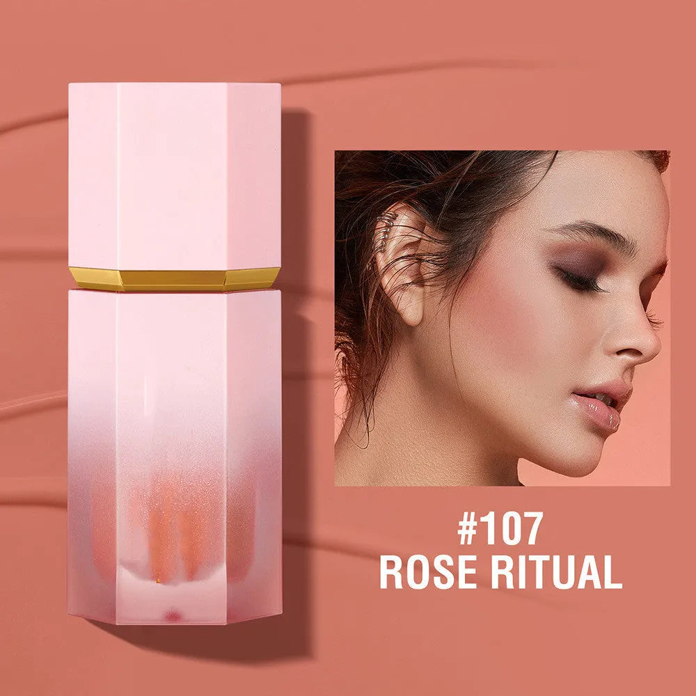 Colourful liquid powder blusher in compact container with multiple style options for universal skin types