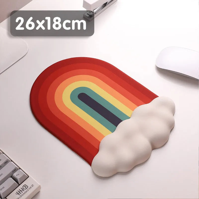 Silicone gel wrist rest mouse pad and matching keyboard support pad with cloud pattern in chosen colour.