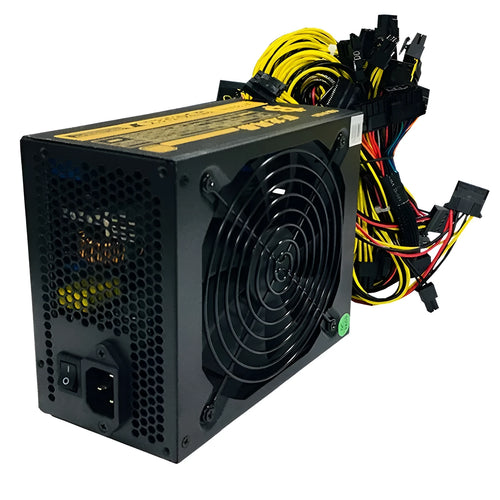 Black 110V server power supply unit with multiple cable connectors for high-wattage computer systems