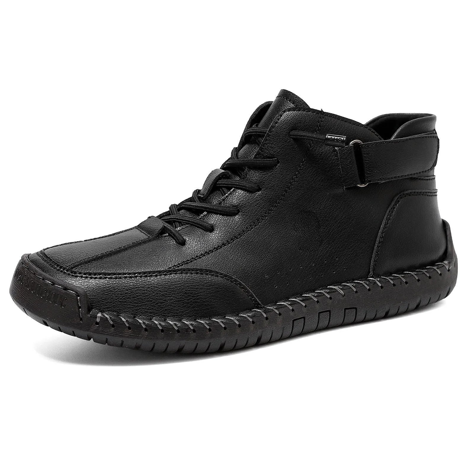 Handmade stitching Martin boots high top with microfiber upper and rubber sole in khaki