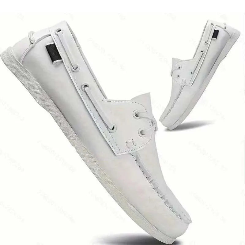Men's black casual shoes with round toe, flat heel, and lace-up design on a white background.