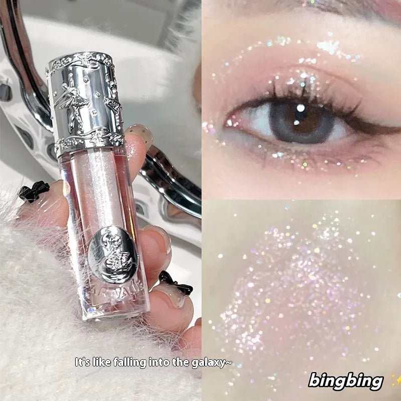 Ballet brand liquid eye shadow set showing five shimmer colour pots: Sakura Field, Doll Log, Butterfly Paradise, Nutcracker, Pillow Fairy Tale.