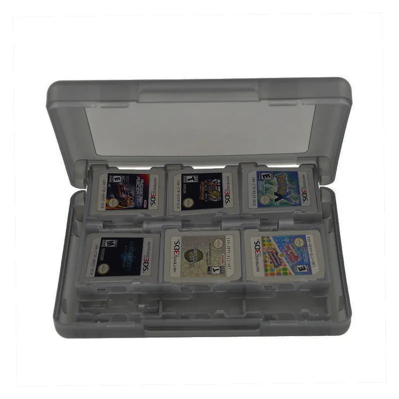 NDS 3DS game card storage box with 24 slots in black, blue, pink, or white colours