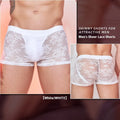 Men's black lace boxers made from nylon fabric, free size.