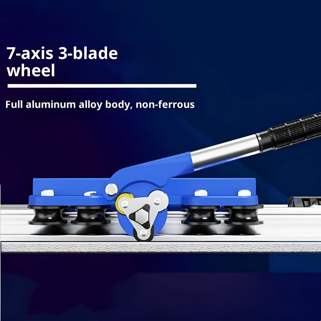 Blue 7 axis 3 knife sucker track ceramic tile cutting tool with 1.8m track and hard alloy blade