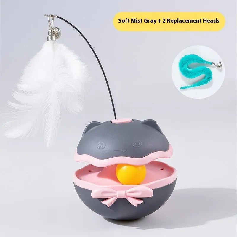 Electric cat toy tumbler with USB charging port and LED lights for automatic feline play