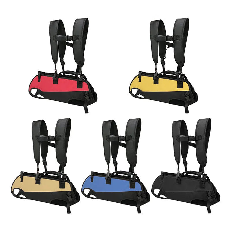 Oxford cloth pet backpack in black and blue colour with adjustable straps for dog carrying