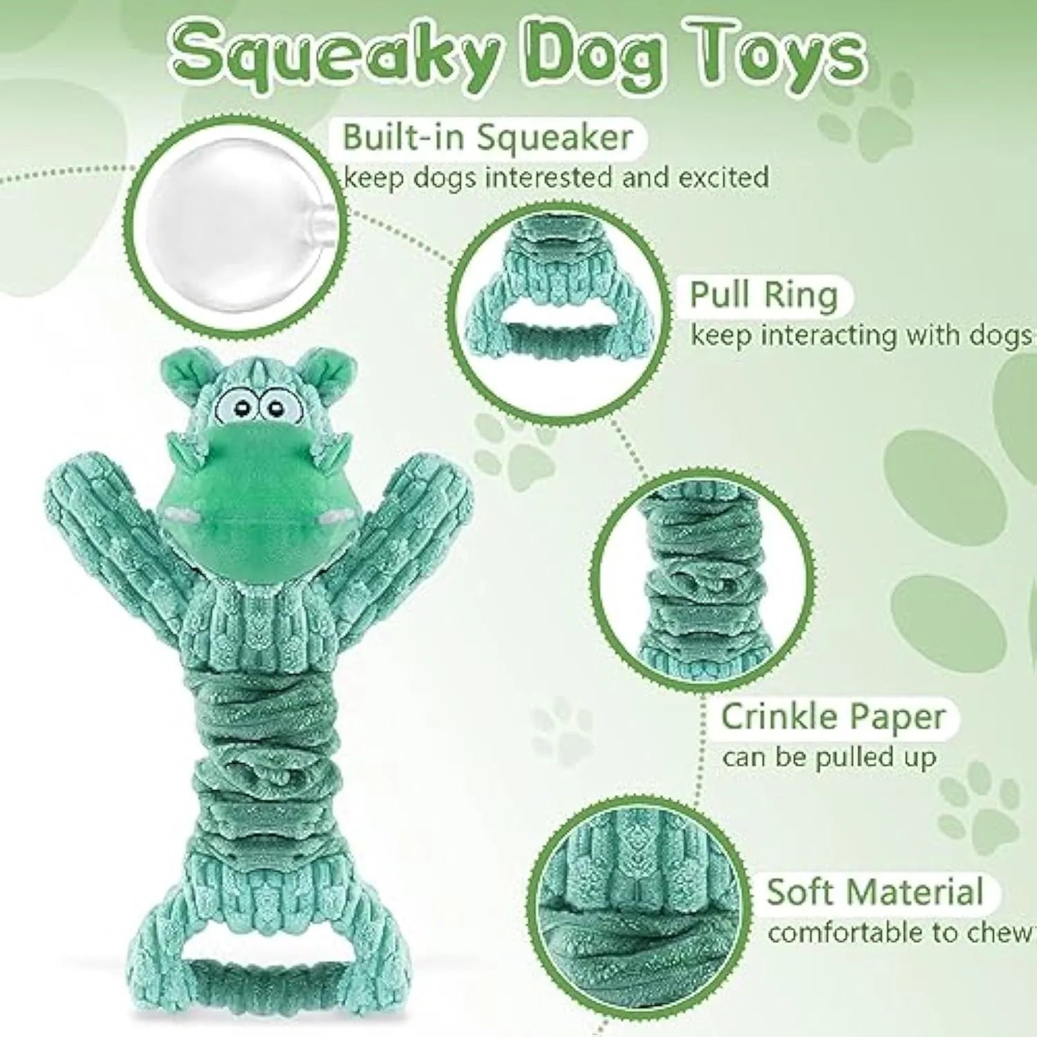 Large plush hippo or monkey dog toy with a handle for tug of war