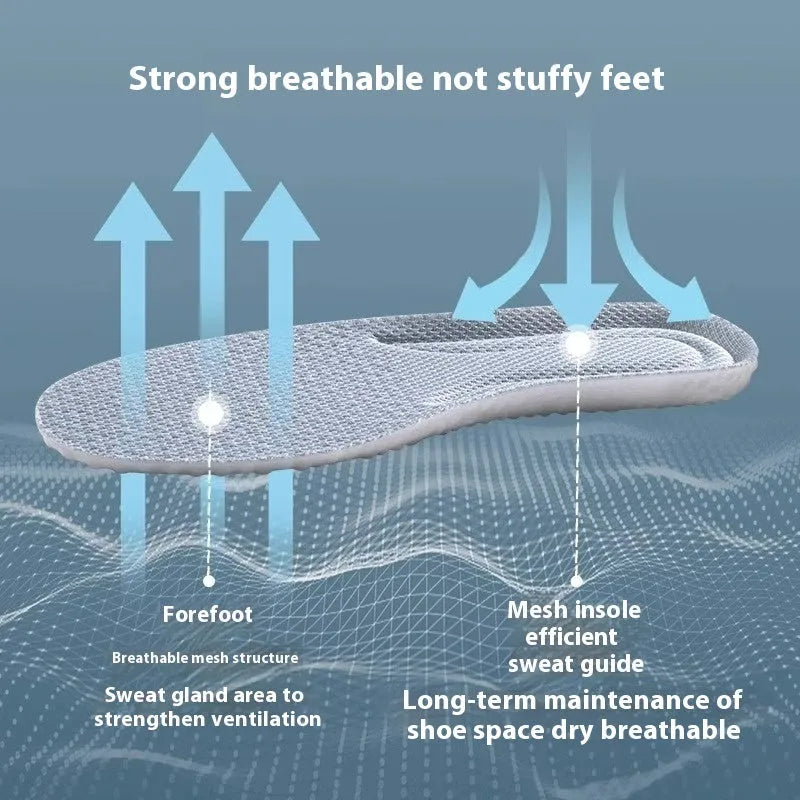 Breathable PU sports insoles in black, grey and orange with trim-to-fit edges for sizes 35-46