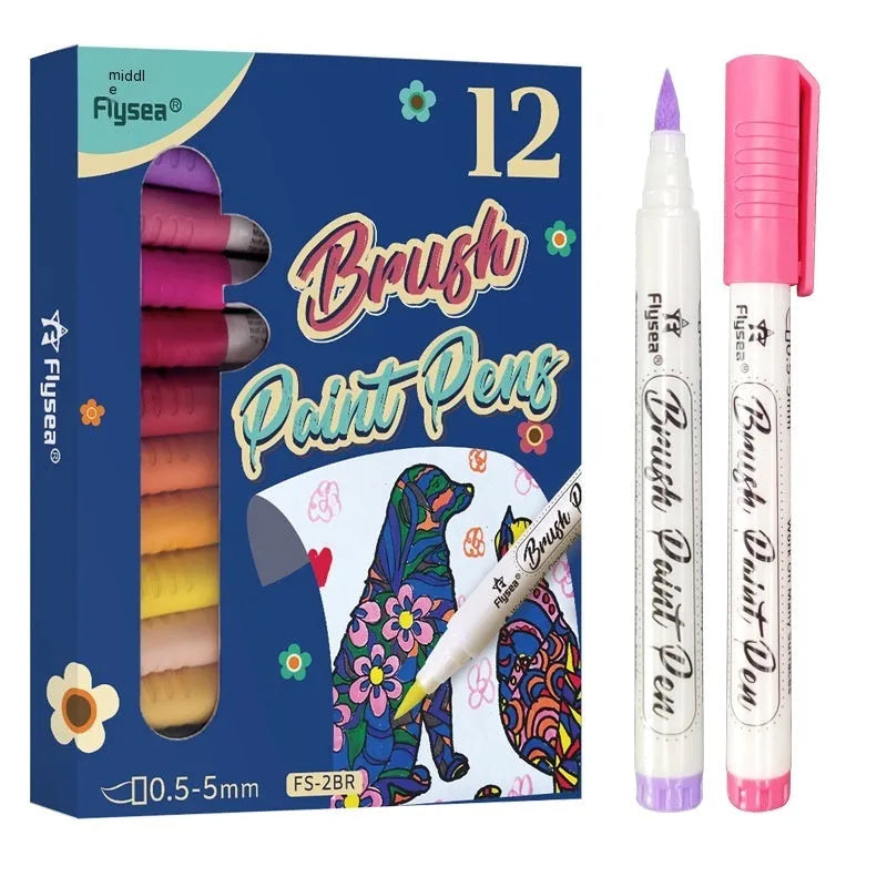 Set of soft head gouache pens for pressure-free artistic work on greeting cards and graffiti