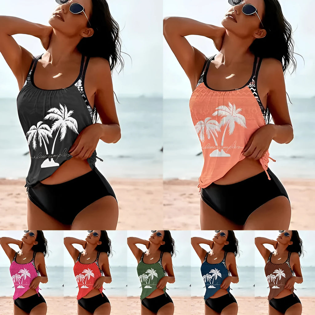 Tangini women's split bikini set in polyester fabric available in multiple colours and loose European sizes