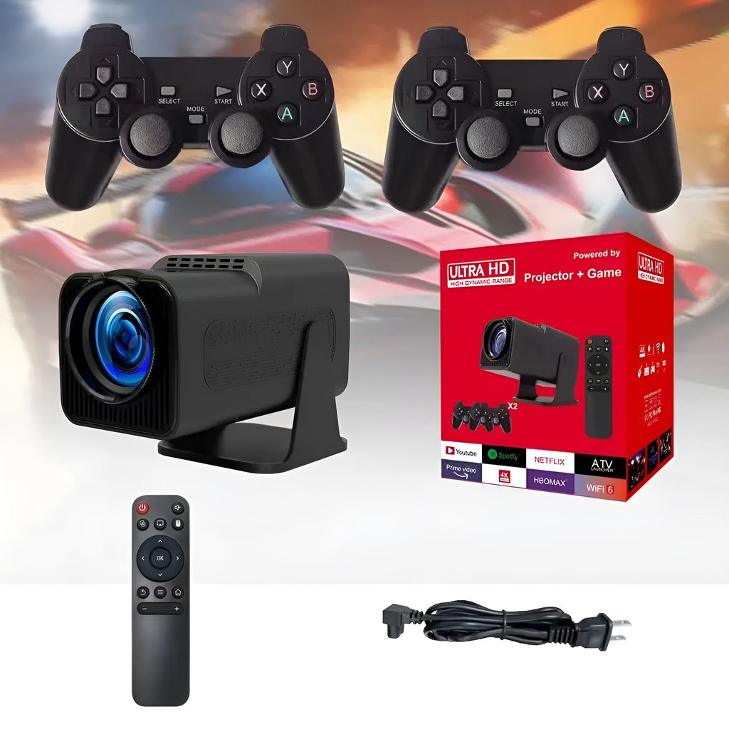 Wireless home projector with portable handle for game machine projection in 720p HD resolution