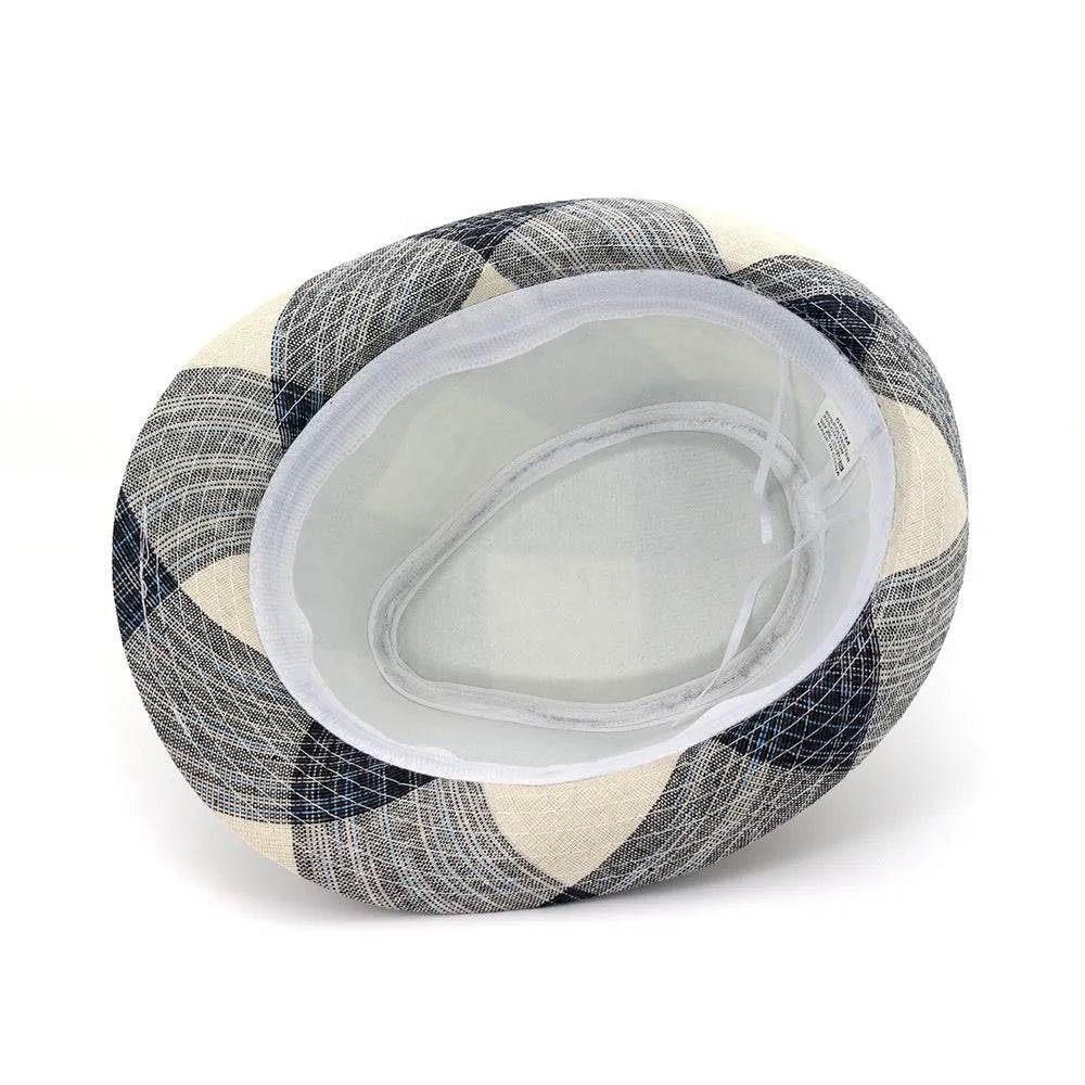 Blue straw sun hat with wide brim and bell crown for outdoor sun protection