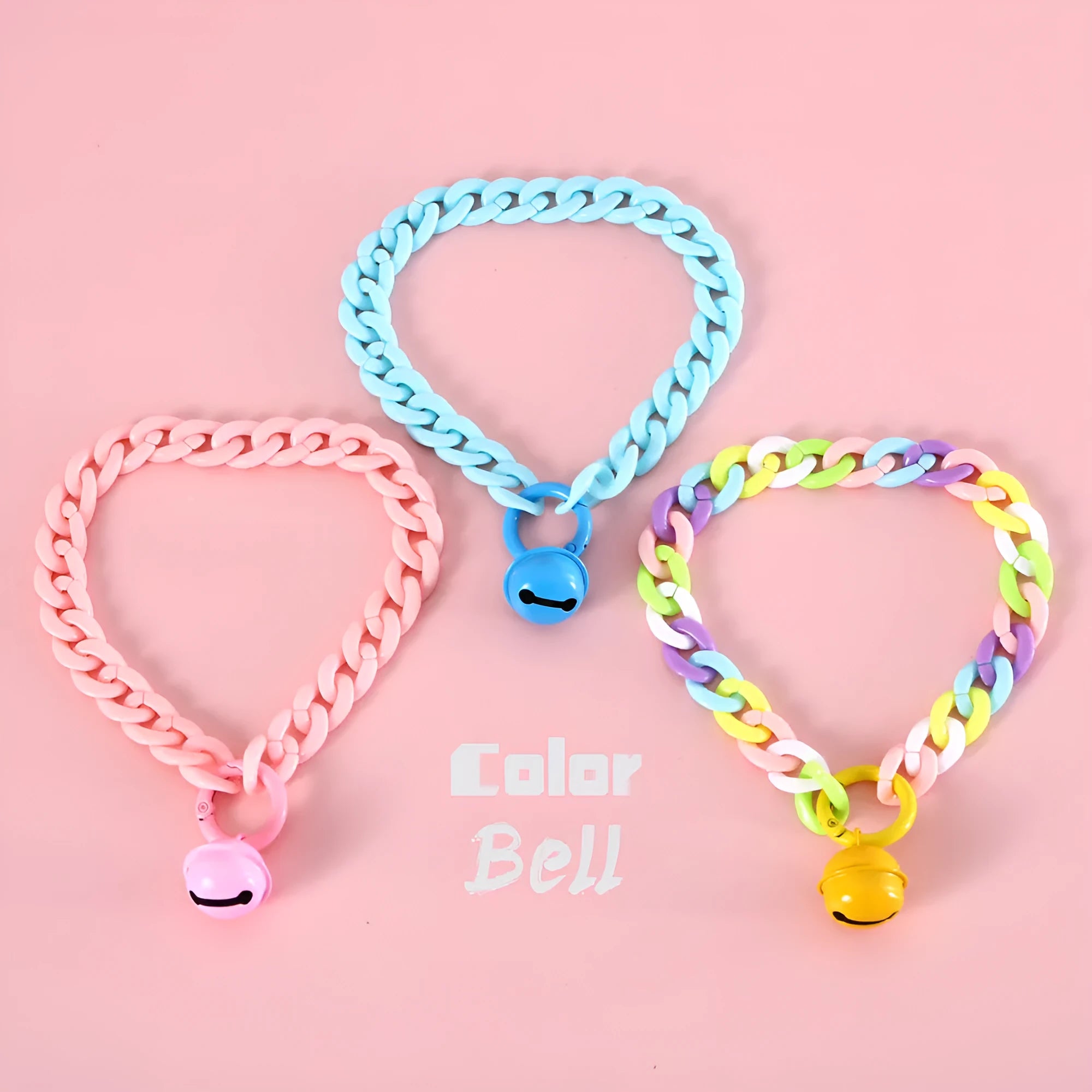 Macaron candy colour plastic pet collar for cats dogs rabbits on a white background