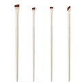 Four angled eyeliner and brow makeup brushes in leather case with ultra thin precision tips