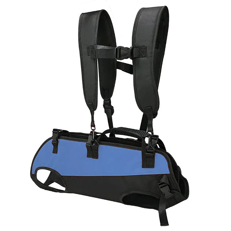 Oxford cloth pet backpack in black and blue colour with adjustable straps for dog carrying