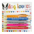 Set of five automatic pens with animal designs and a beaded carry bag for children's art projects
