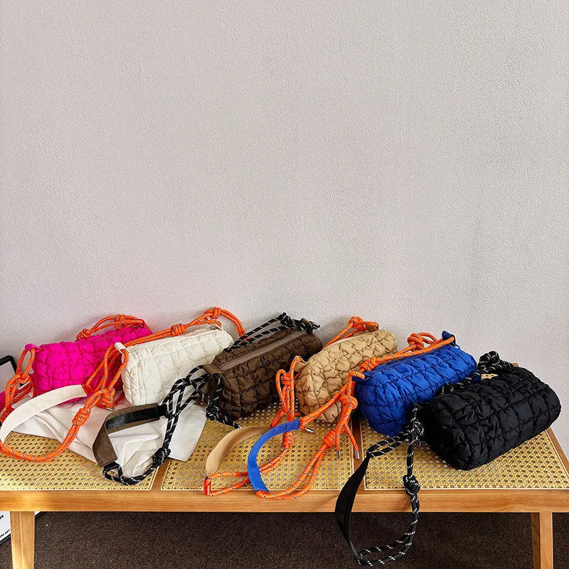 Women's lightweight nylon crossbody messenger bag with pillow shape in six colour options