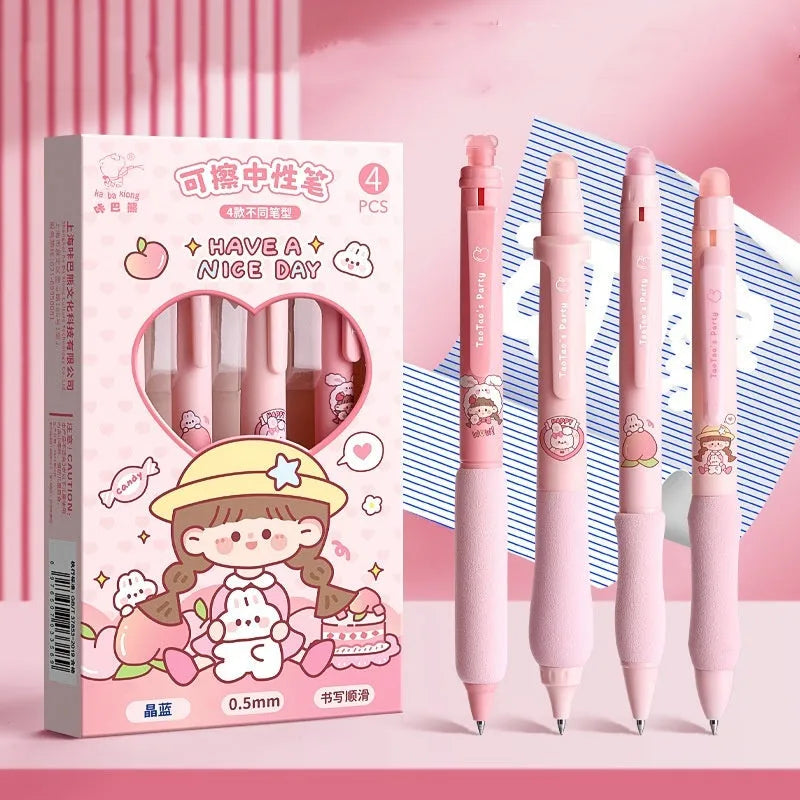 Cartoon erasable gel pen with 0.5mm tip in panda, bear or yellow hooded design
