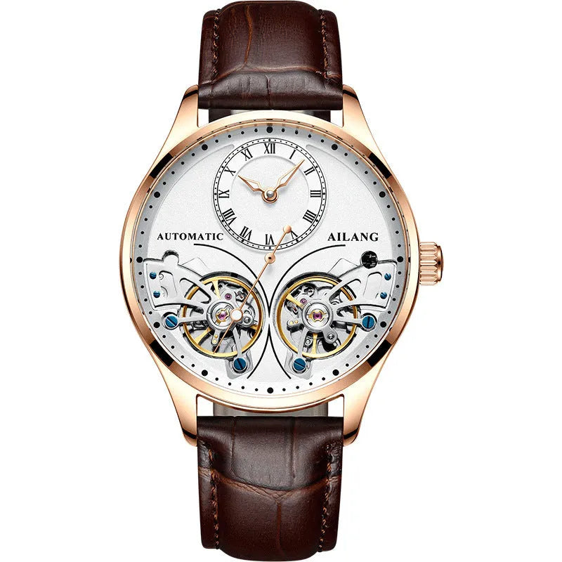 Automatic men's watch with tourbillon and moon phase complications in titanium case