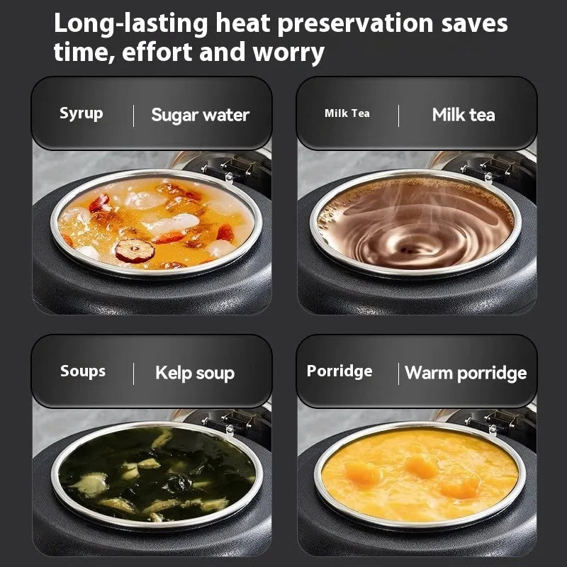 Black stainless steel 10L electric heating insulation pot with large mouth opening and steel cover