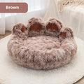 Plush two-colour thickened pet bed for dogs with hand-shaped brush nest texture, available in multiple sizes