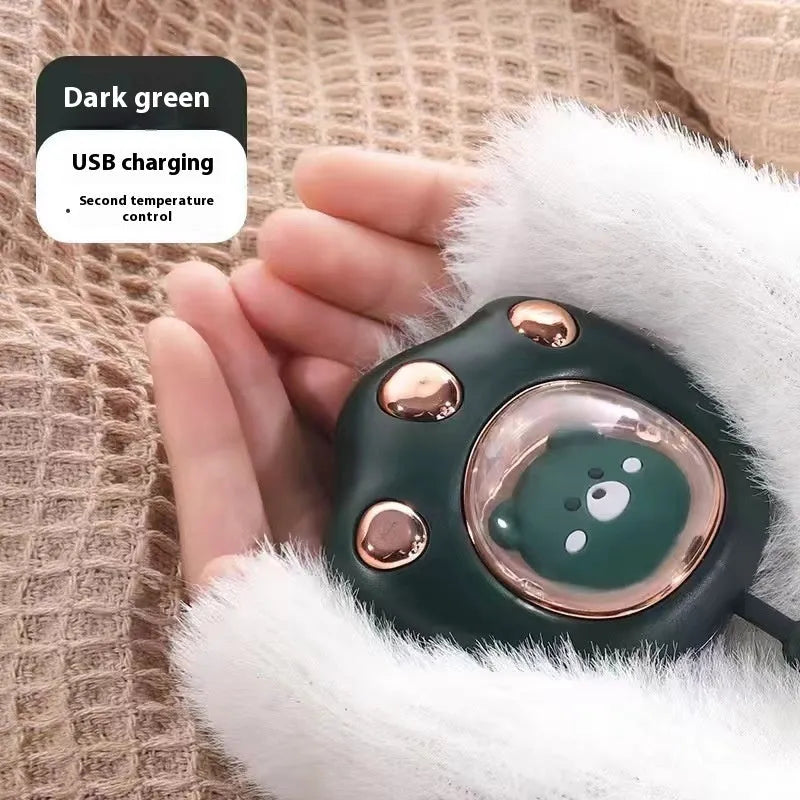 USB hand warmer with digital display in charming blue, portable mini heating pad