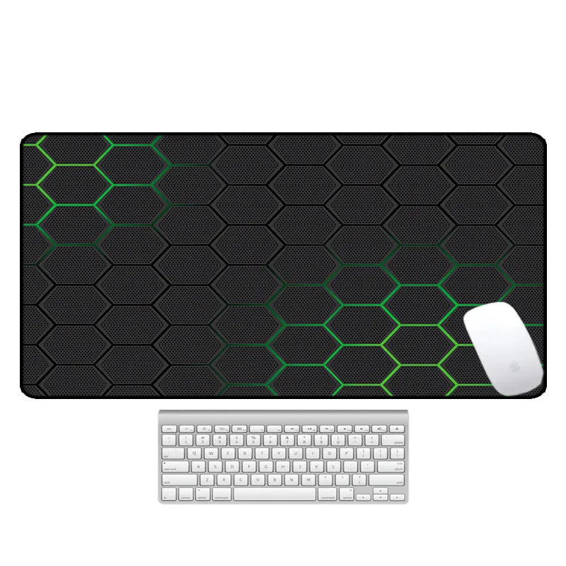 Large natural rubber desk pad with gaming pattern in multiple size options for computer workstation
