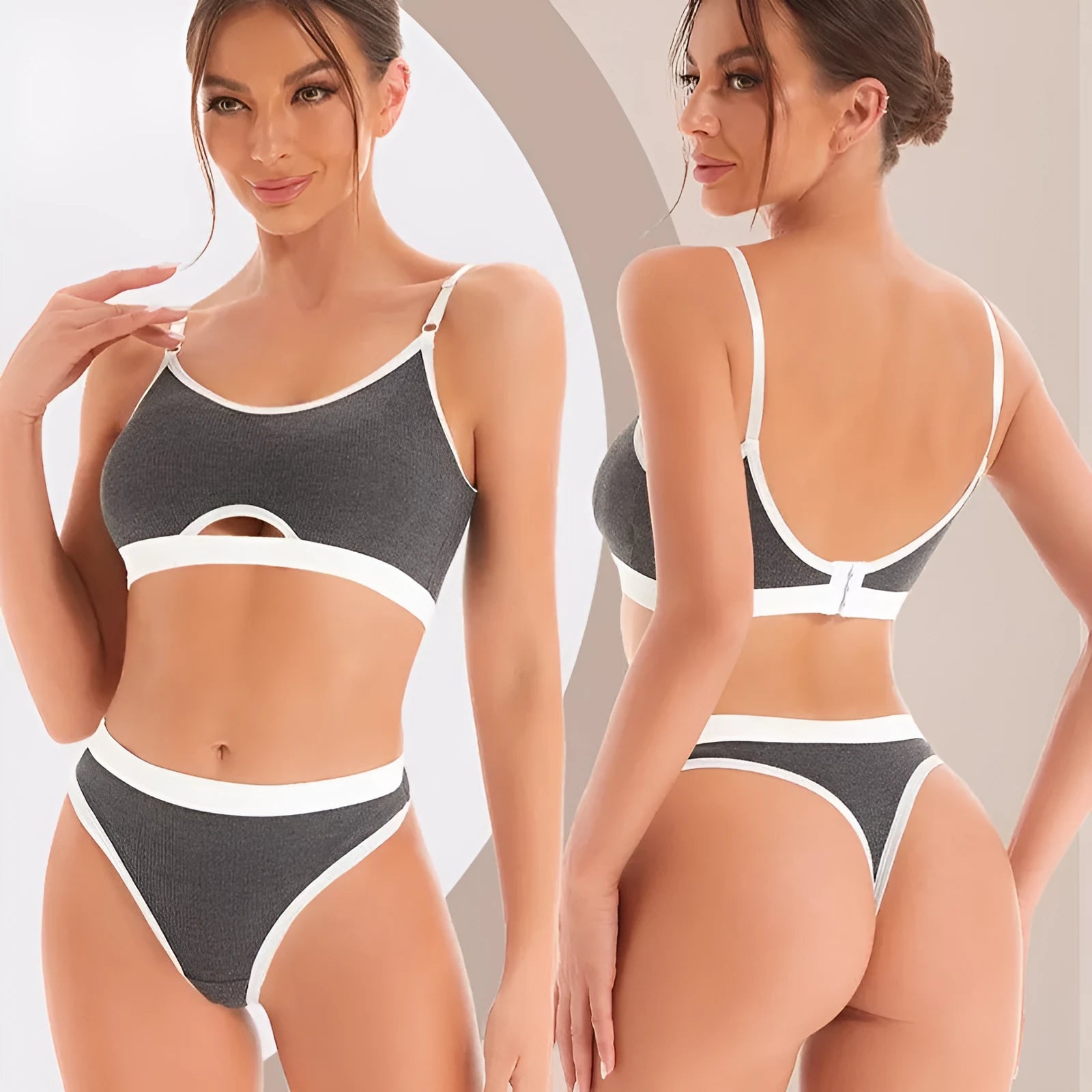 Contrast colour sports bra tube top suit with underwired support and chest pad in multiple colour options