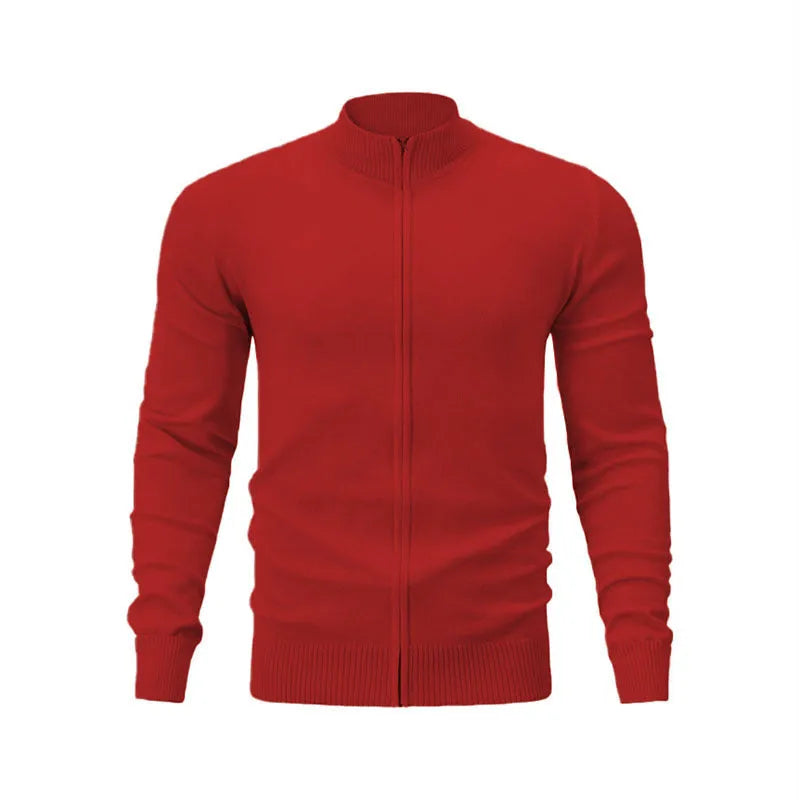 Cotton stand collar zip sports sweater in loose fit Asian sizing