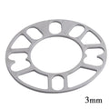 A metallic wheel hub widening gasket or spacer in various thicknesses for automotive modification.