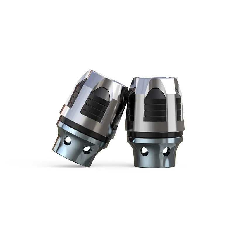 A pair of anodised aluminium fork cups for M14 motorcycle and electric scooter front axles in a selection of colours.
