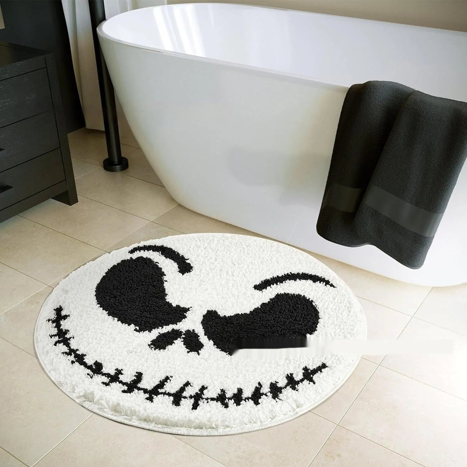 Christmas printed polyester carpet in square format with festive blanket design