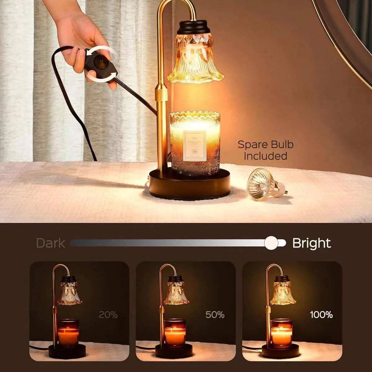 Bamboo aromatherapy wax melting lamp with international voltage compatibility 110V-220V