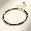 3mm blue tourmaline beaded bracelet with spacer bead design for women