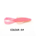 PVC soft bait fishing lure shown in one of 12 colours, in 8cm and 12cm size options.