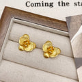Retro flower fashion earrings for women with petal design in gold or silver electroplated finish