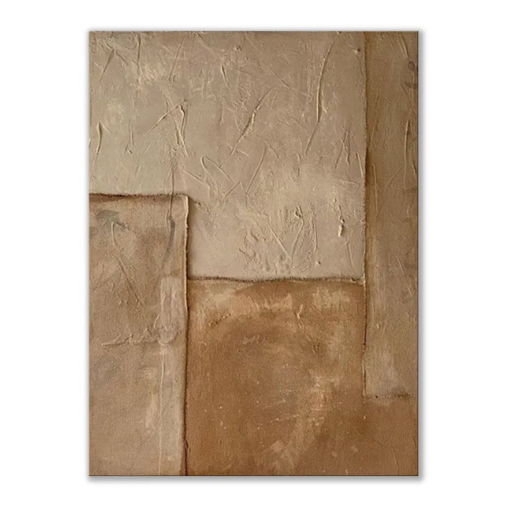 Large abstract hand-painted oil painting brown texture medieval style canvas wall art for living room