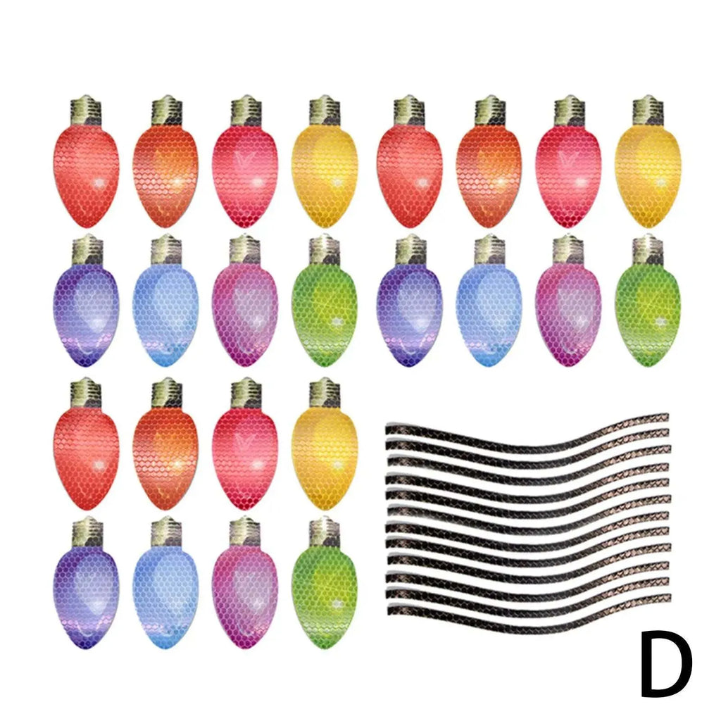 Christmas magnetic light bulb reflective set with 24 bulbs and 12 wires for car and refrigerator decoration