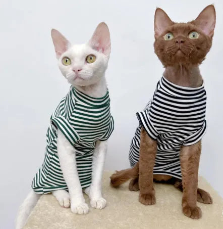 Green striped stretch fleece vest for dogs and cats, size XS to XXL