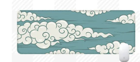 Large Japanese-style minimalist desk mat with non-slip rubber base on a wooden desk.