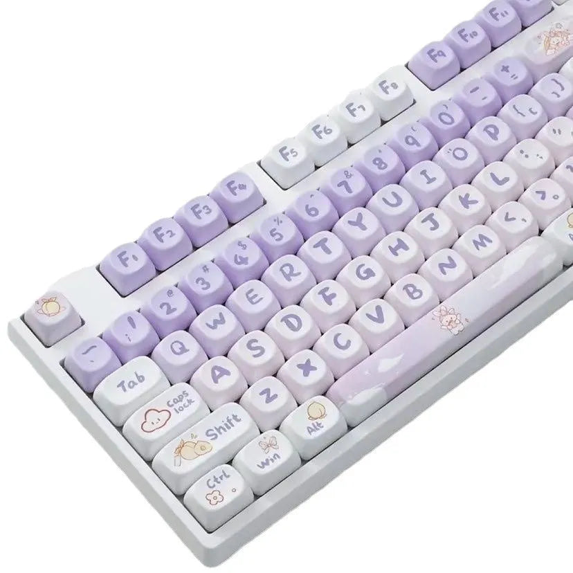 PBT gradient purple rabbit design key caps for mechanical keyboards with sublimation printing