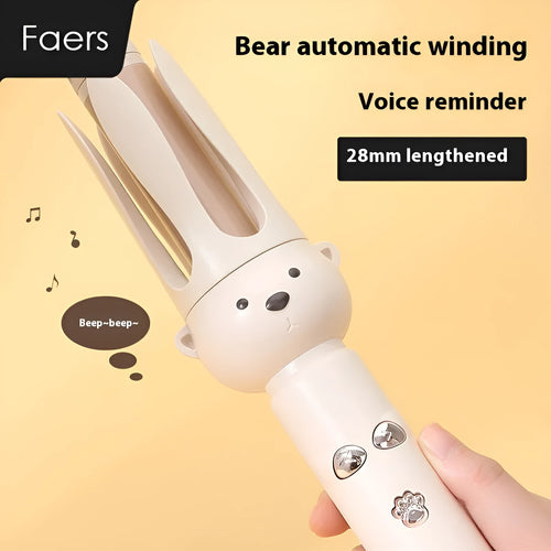 Beige anion automatic hair curler with wired power supply and hair stick accessory