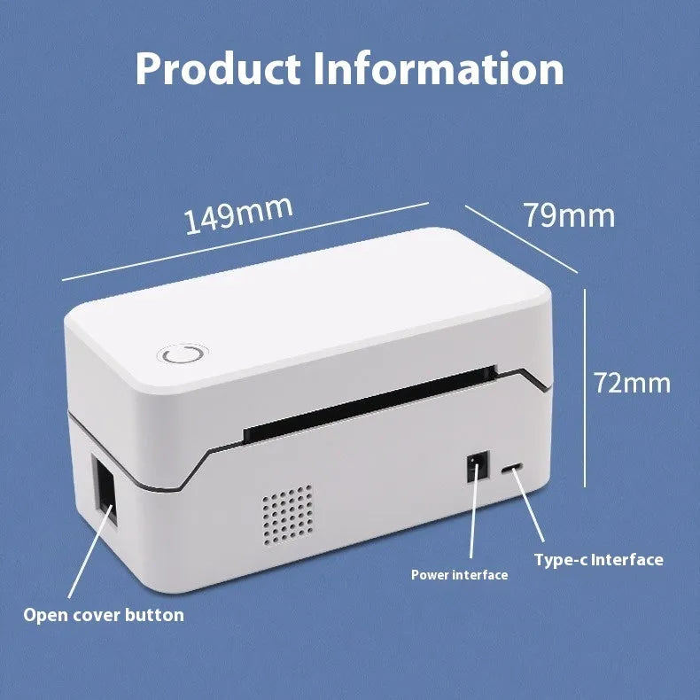 TDL401H thermal printer with Bluetooth connectivity and compact 149mm width design