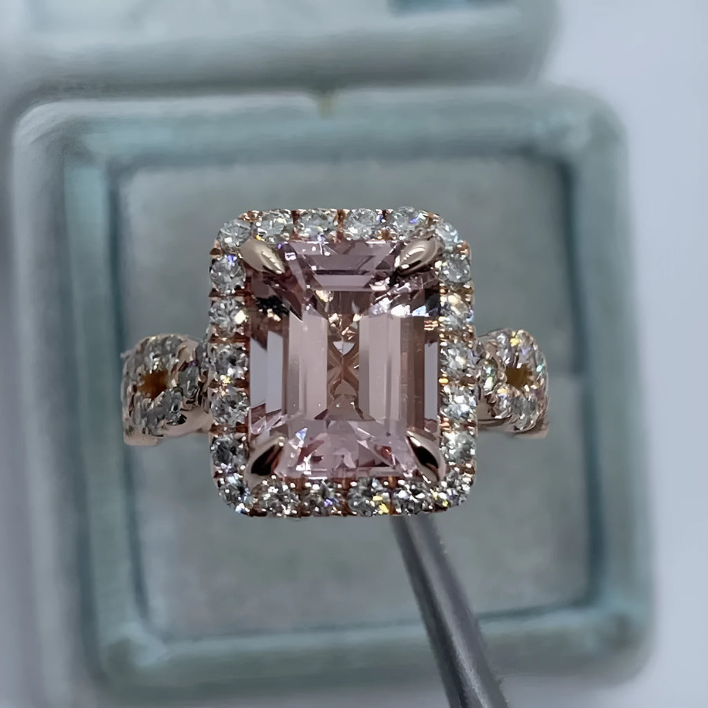 Rose gold geometric alloy ring showing electroplated finish and contemporary design
